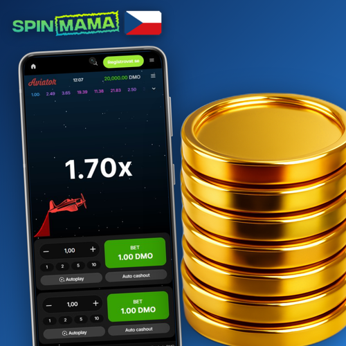 Spinmama Casino Aviator – rudé letadlo stoupá po křivce násobitele v crash hře