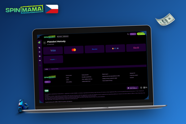 Rozhraní pokladny Spinmama Casino na notebooku a mobilu – jak vložit peníze